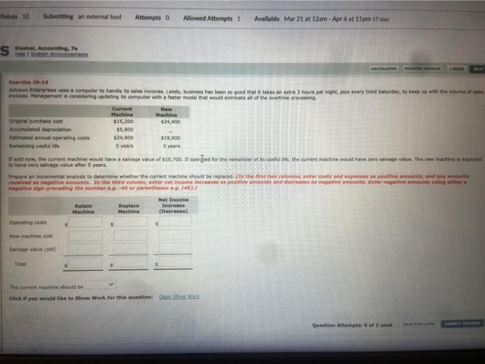  Points 10 Submitting an external tool Attempts a Allowed Attempts 1
