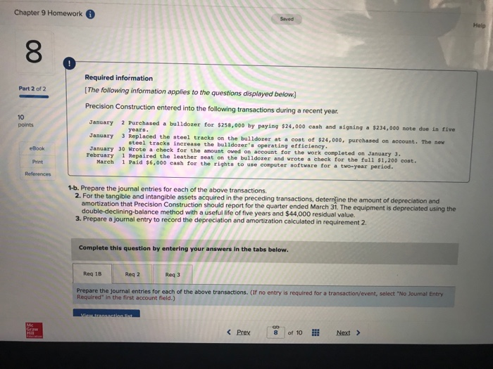  Chapter 9 Homework Saved 8 Required information [The following information applies