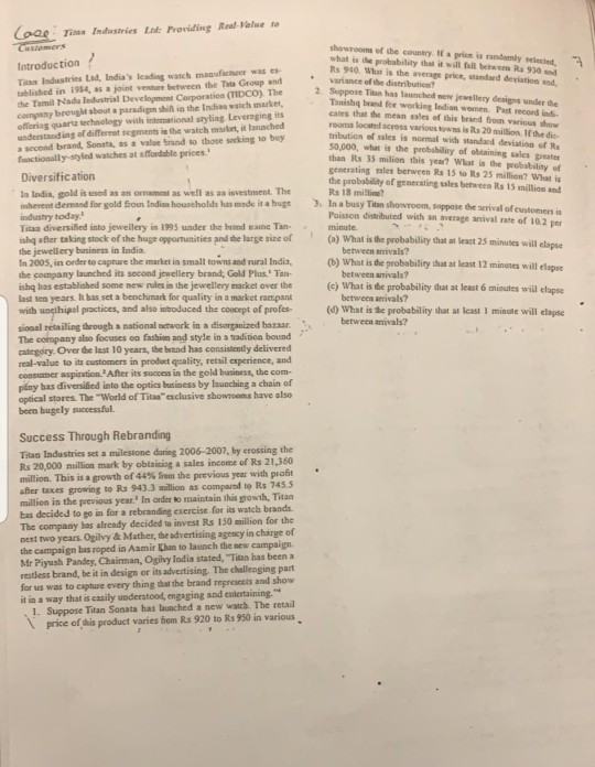 Note: I need the answer in Ms excel Format . . Note: