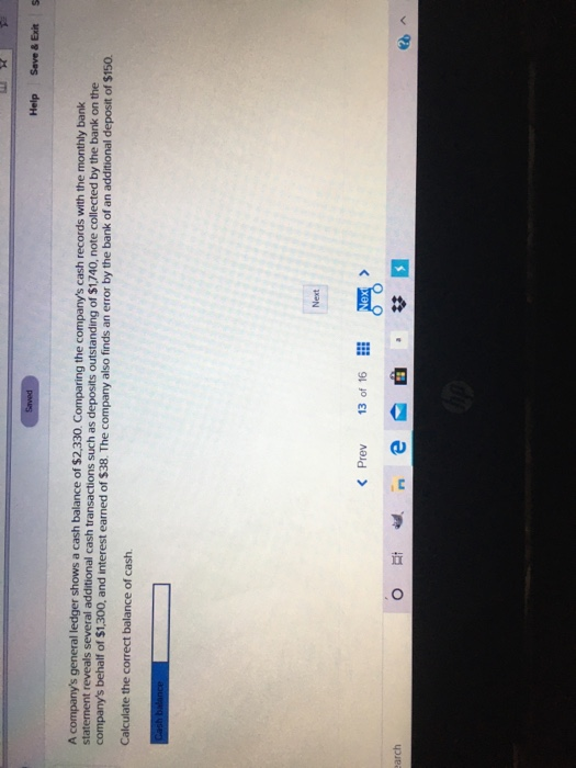  Saved Help Save & Exit A company's general ledger shows a