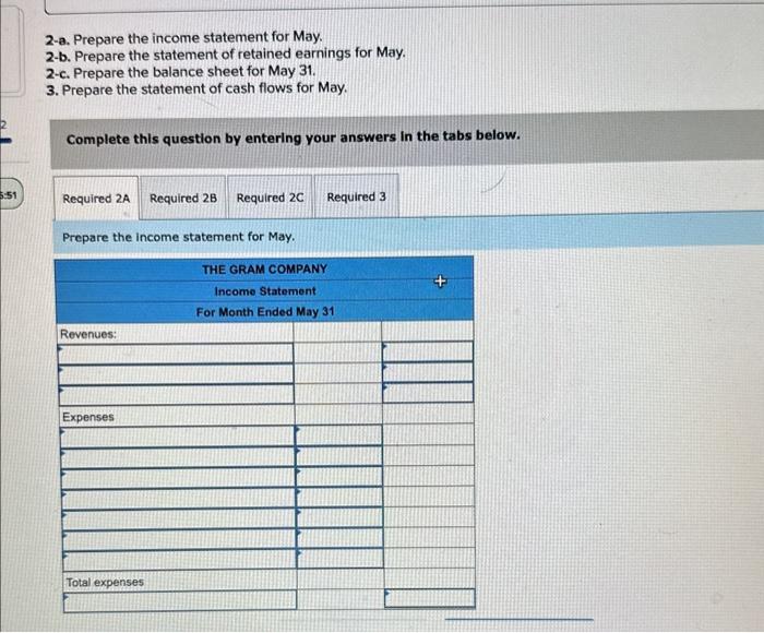 questions displayed below.] Gabi Gram started The Gram Company, a new business