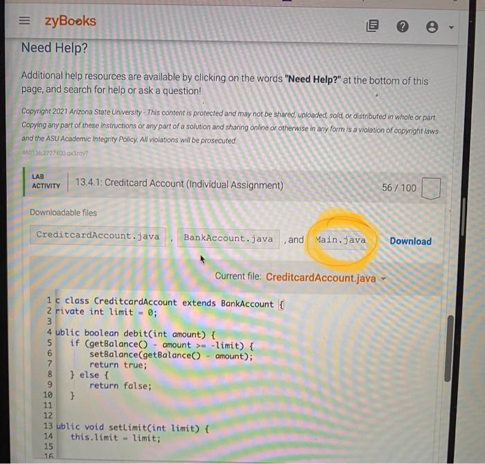 i have the code for the CreditcardAccount.java and the BankAccount.java. i need