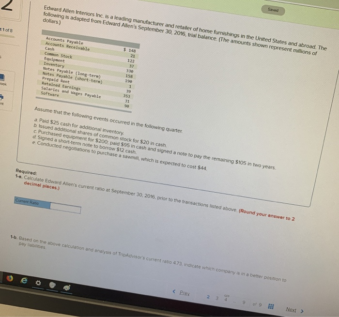 On question 1-b, the 2 answer choices are Edward Allen and TripAdvisor.