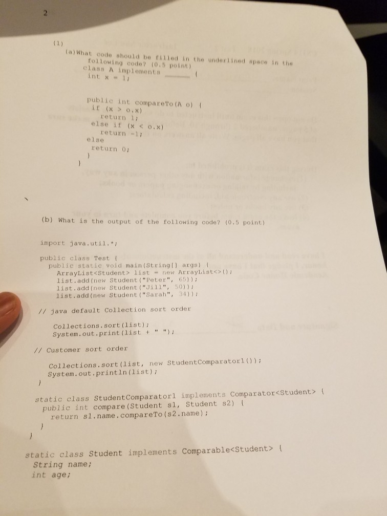  ( 1 (a)what code ahould be rilled in the underlined space