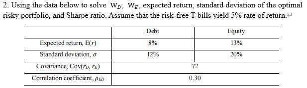 please be accurate 2. Using the data below to solve WD,WE, expected