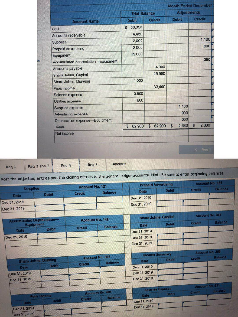 Problem 6.4A Worksheet, journalizing and posting adjusting and closing entries, and the