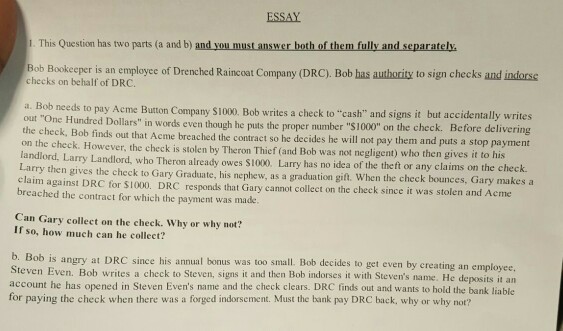 This Question has two parts (a and b) and you must