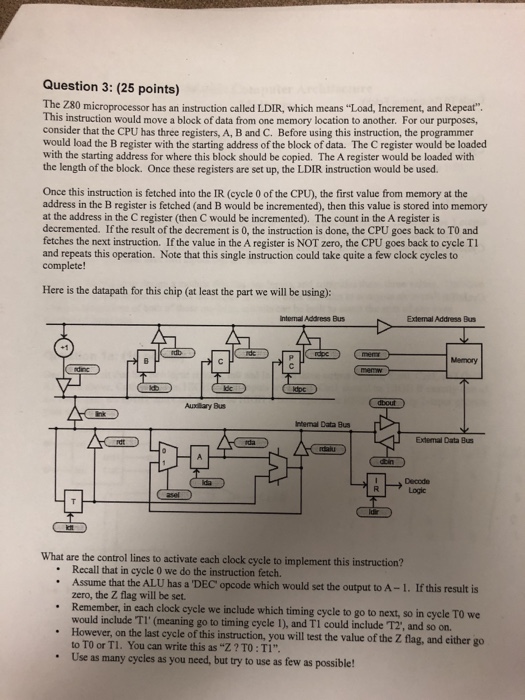 Question 3: (25 points) The Z80 microprocessor has an instruction called
