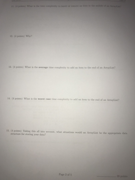  11. (4 points) What is the time complexity to insert or