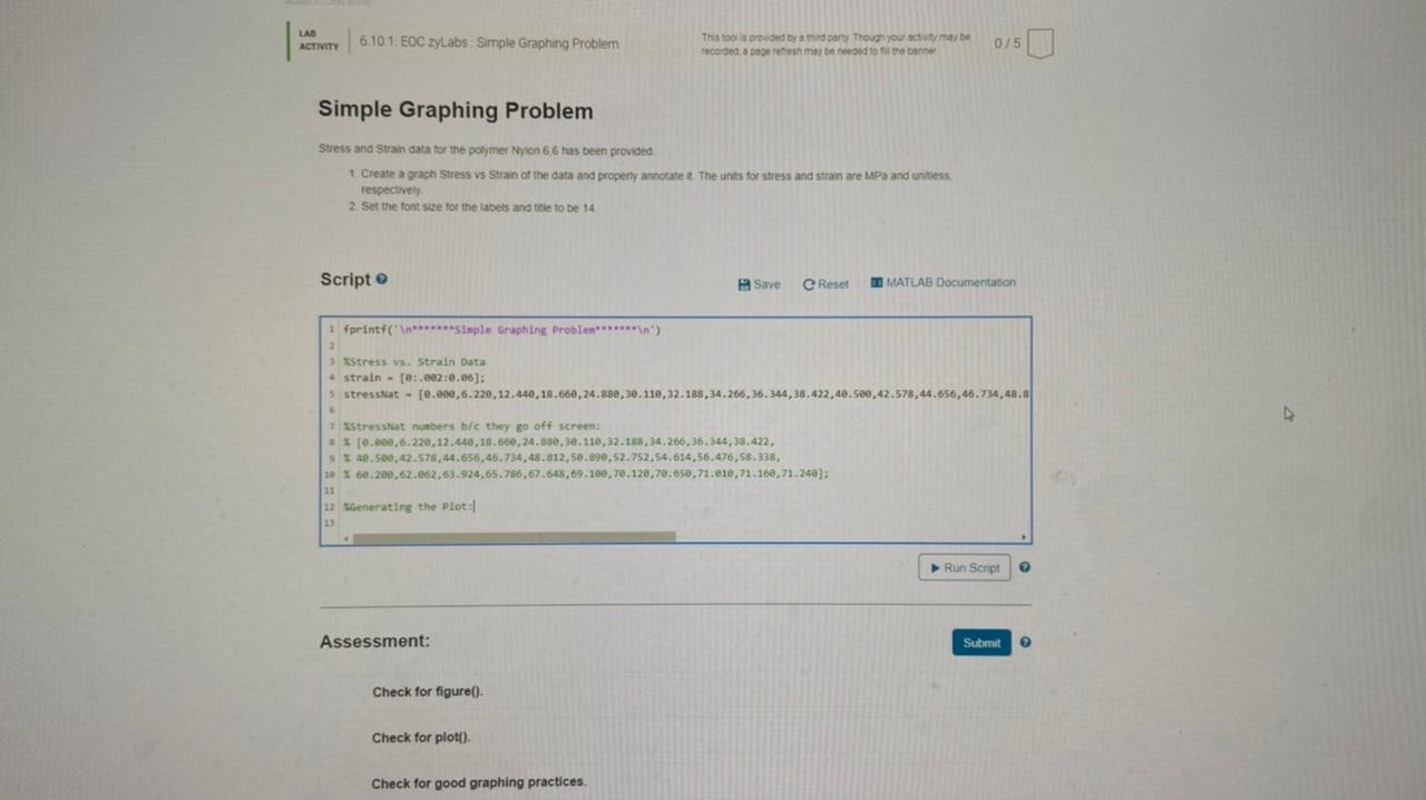  Simple Graphing Problem Stress and Strain data tor the polymer Nyion