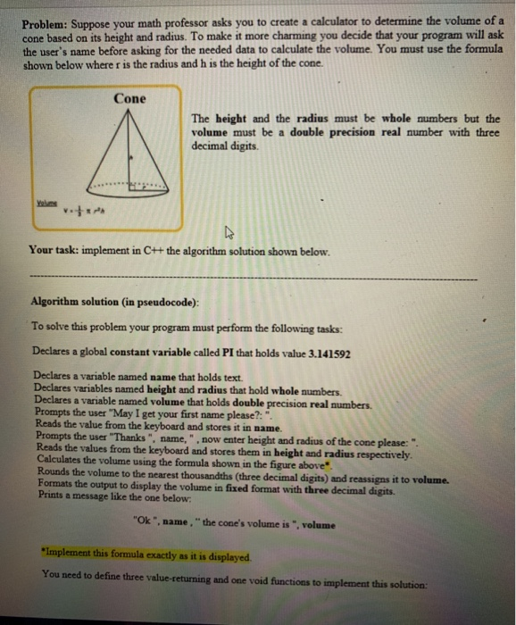  write C++ code for problem Problem: Suppose your math professor asks