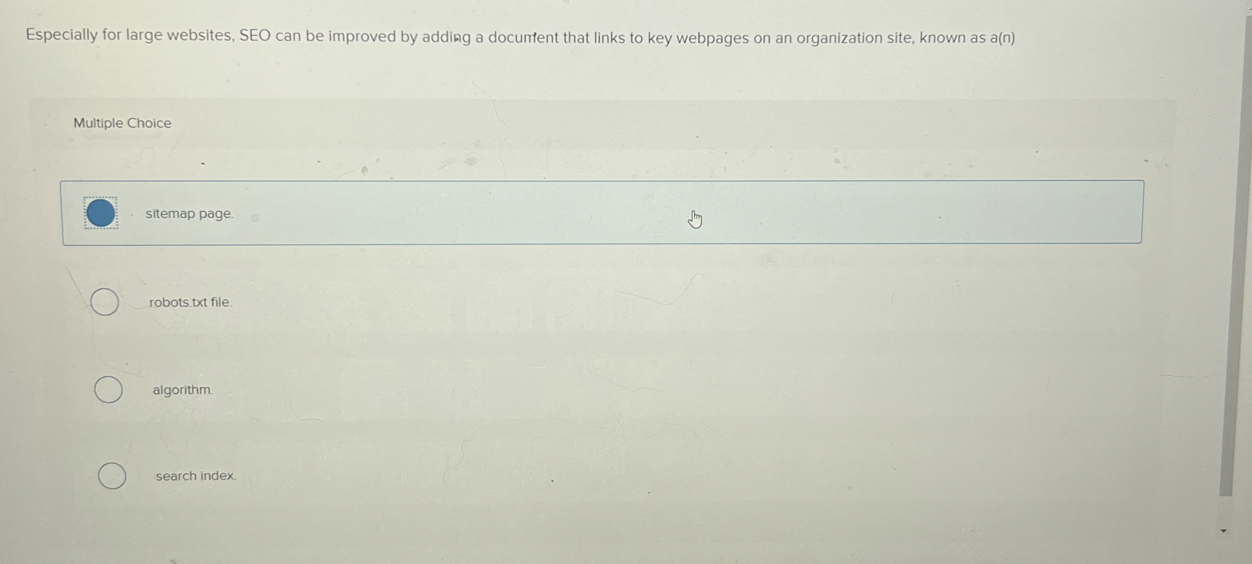  Especially for large websites, SEO can be improved by adding a