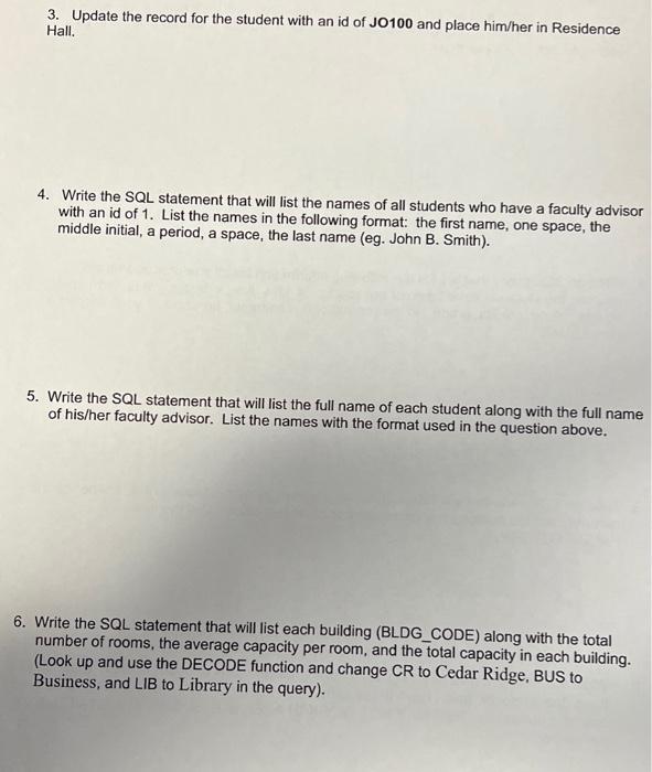 the STUDENT table. In the context of this example, what would it
