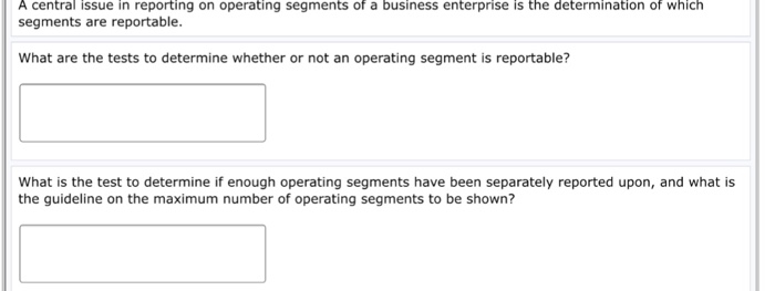  A central issue in reporting on operating segments of a business