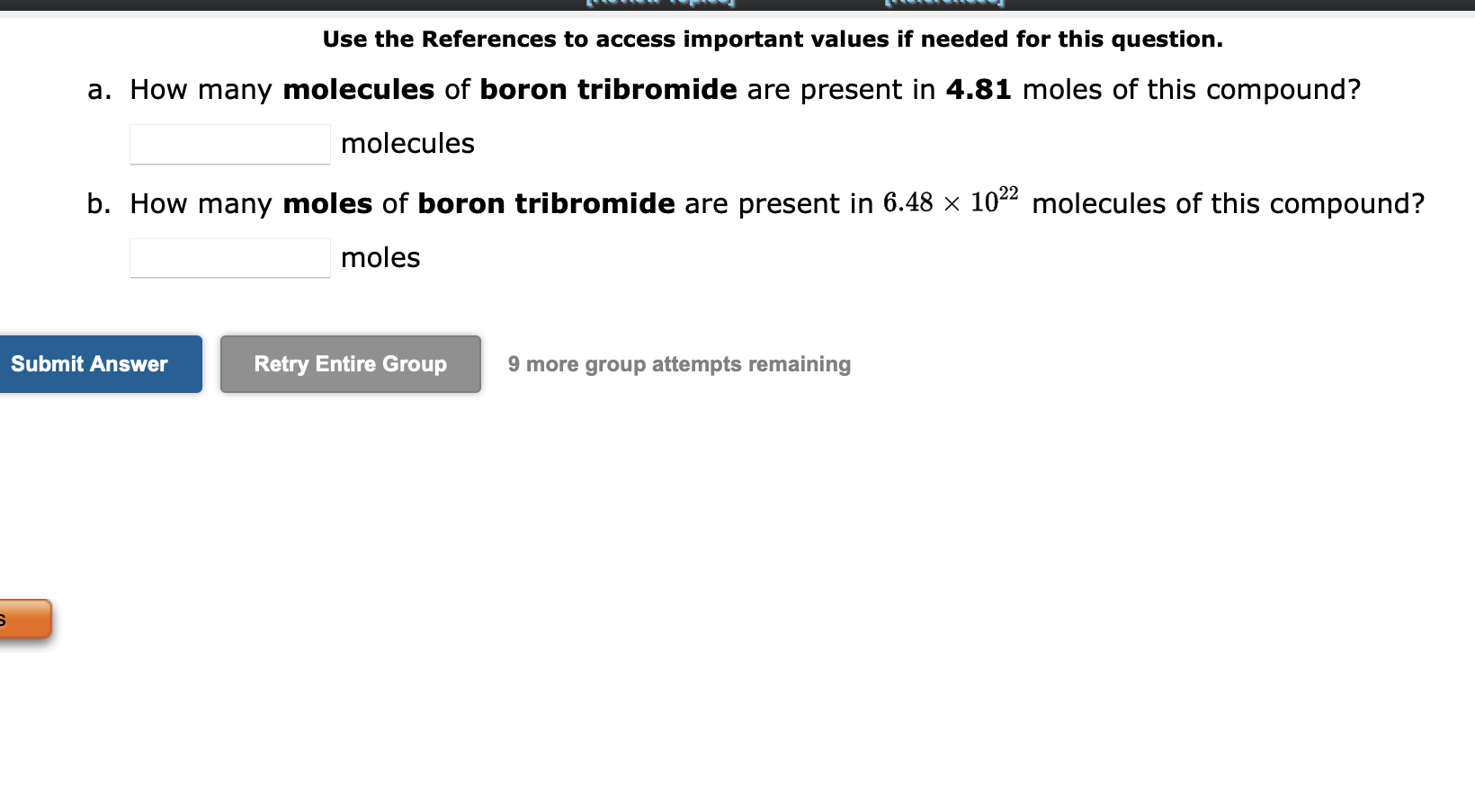 question. a. How many molecules of disulfur decafluoride are present in 4.06