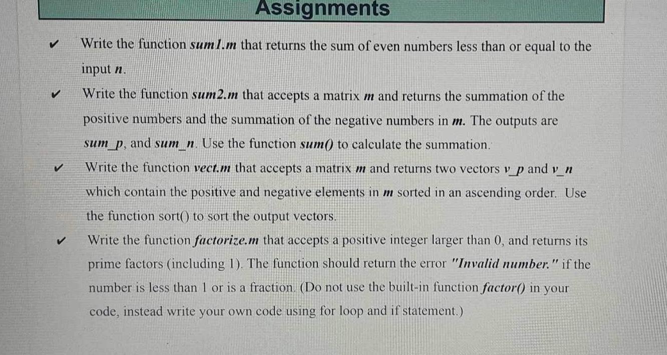  Assignments Write the function sum I. m that returns the sum