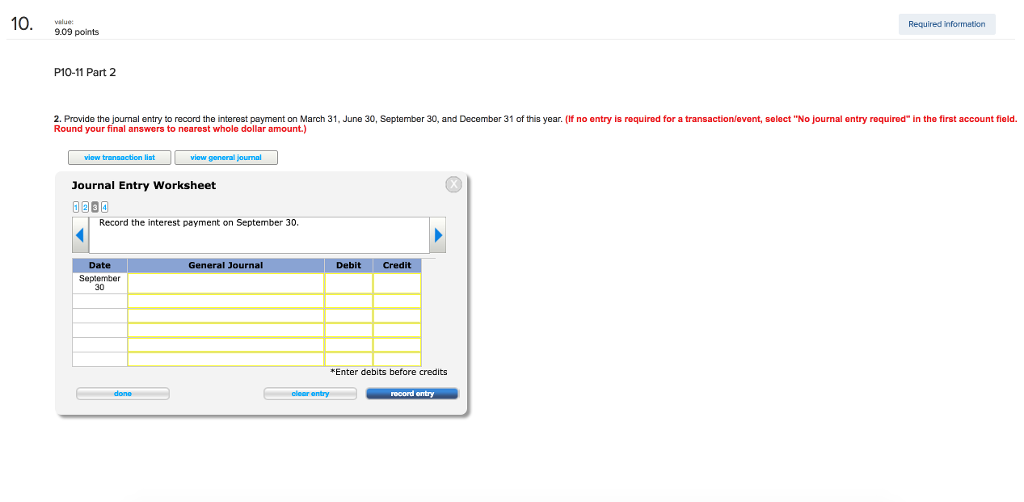 lssued at a Section Break Discount L010-4 Required informati 9.09 points P10-6