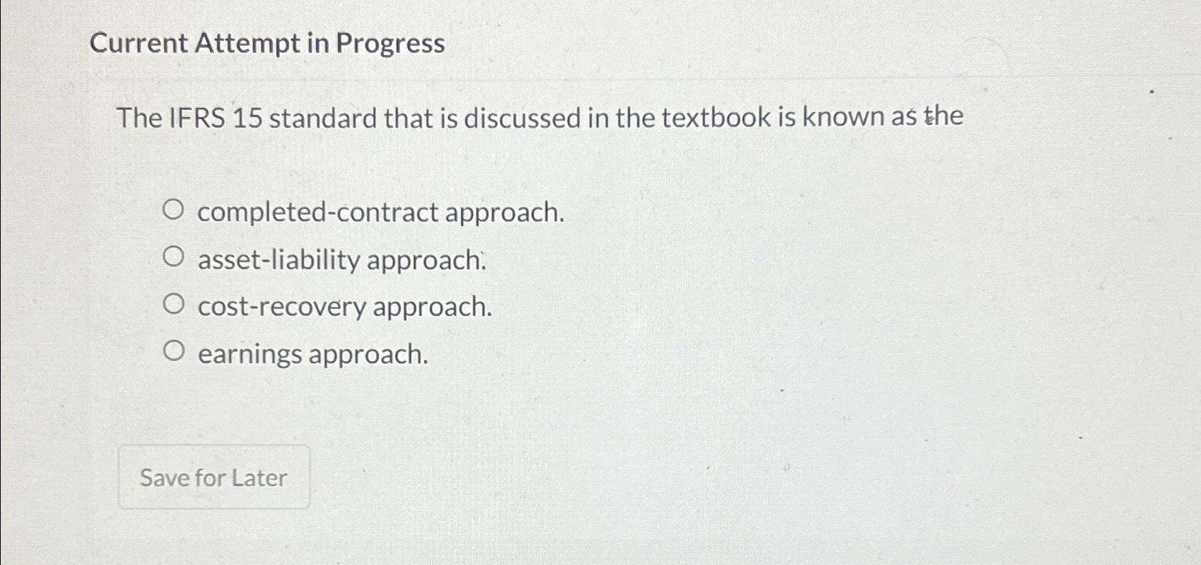  Current Attempt in Progress The IFRS 15 standard that is discussed