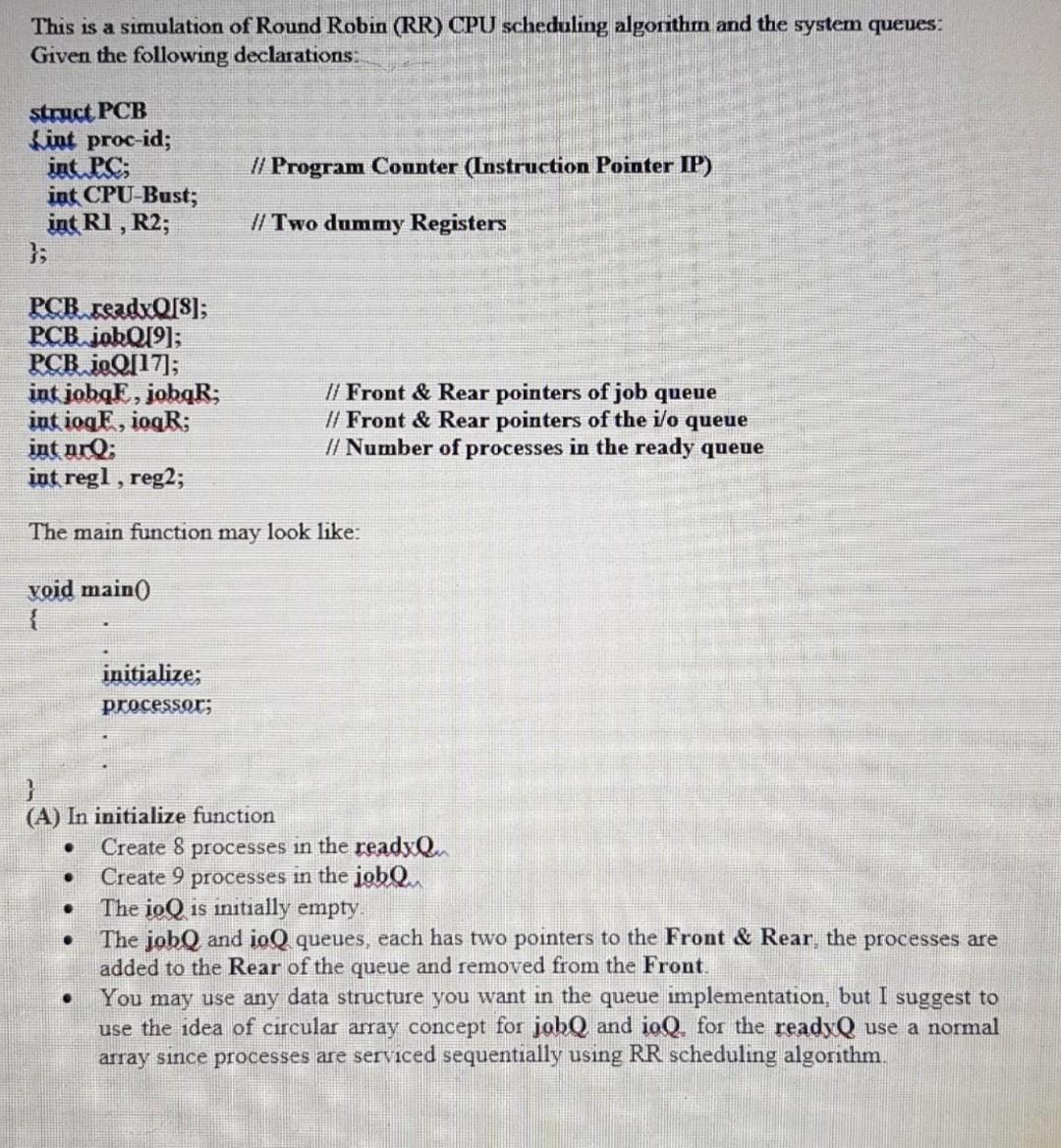  Java please This is a simulation of Round Robin (RR) CPU
