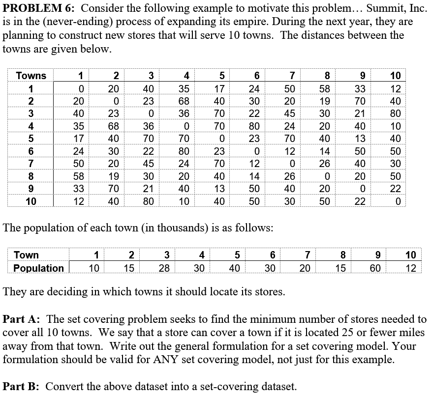  PROBLEM 6: Consider the following example to motivate this problem... Summit,