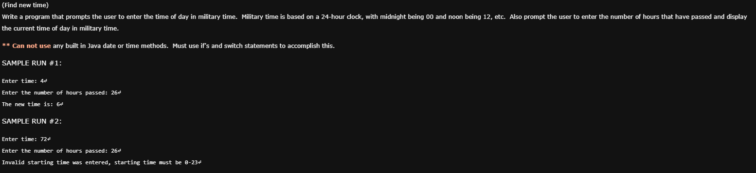 Need help with making this program. (Find new time) the current time