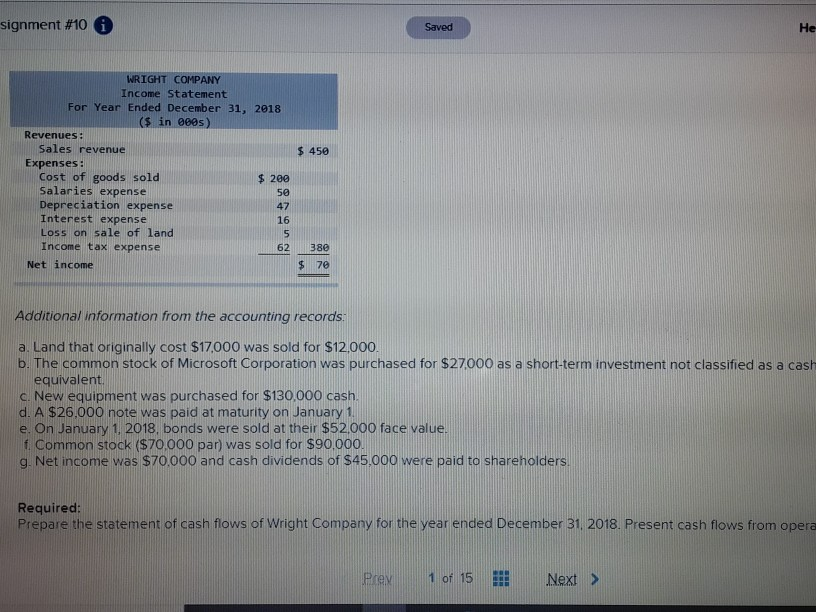 2017 and the statement of income for 2018 are given below for