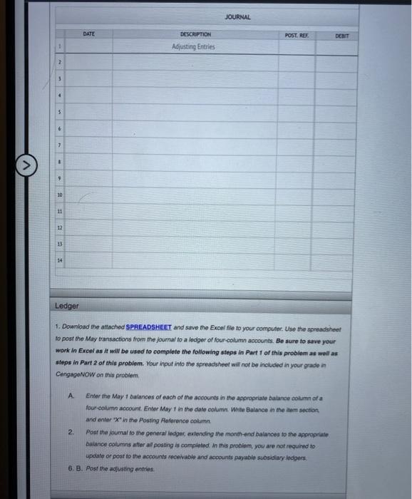 transactions on page 20 of the journat. May 1 Paid tont for