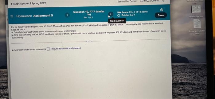  Samuel McDaniel 03/2 FIN334 Section 1 Spring 2022 Question 10, P7.7