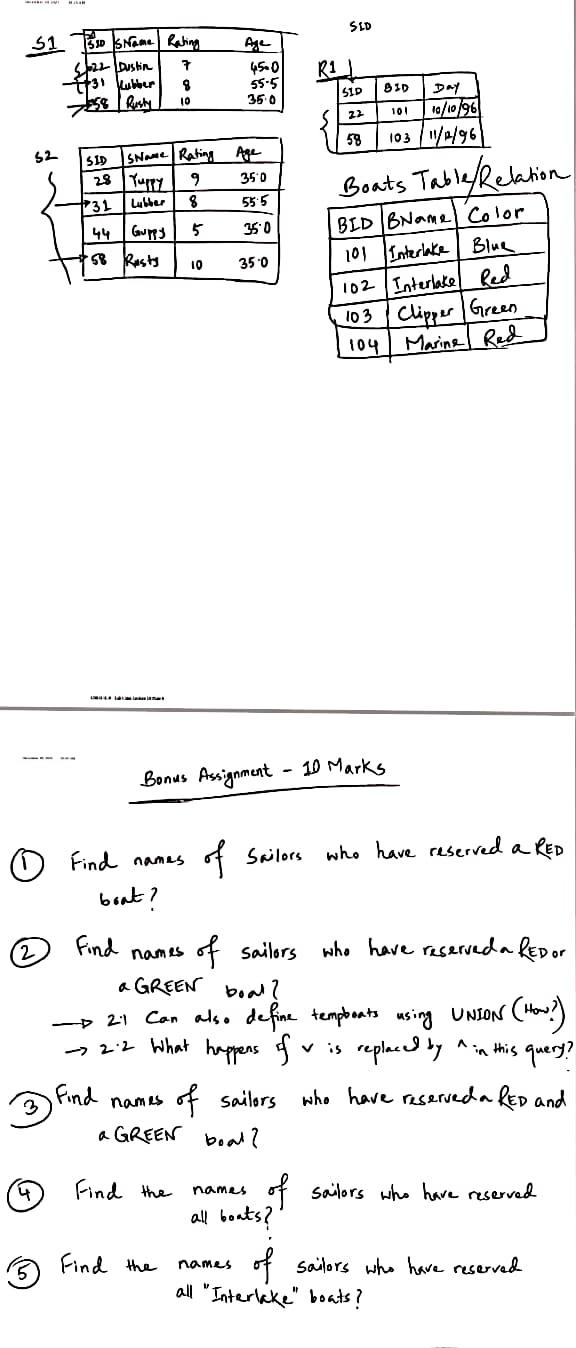 Ans these questions by using given tables. SID 51 1550 s Name