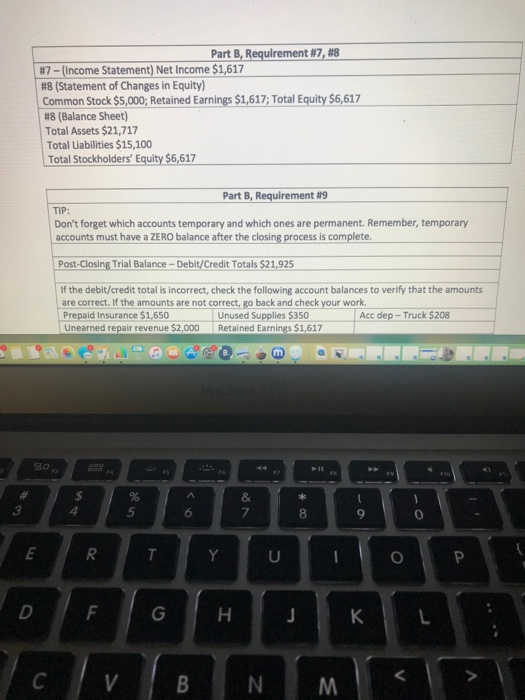 Part A, Requirement #3 After posting all transactions, please calculate the ending