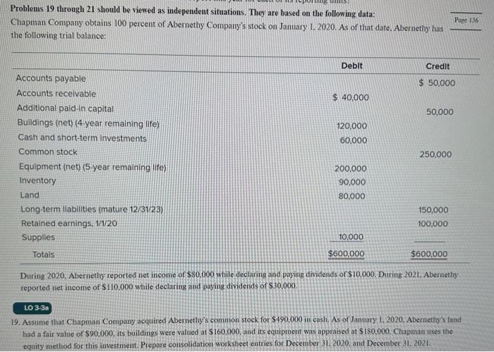  Problems 19 through 21 should be viewed as independent situations. They