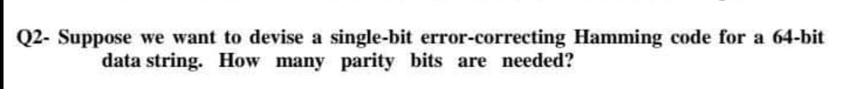 Q2- Suppose we want to devise a single-bit error-correcting Hamming code