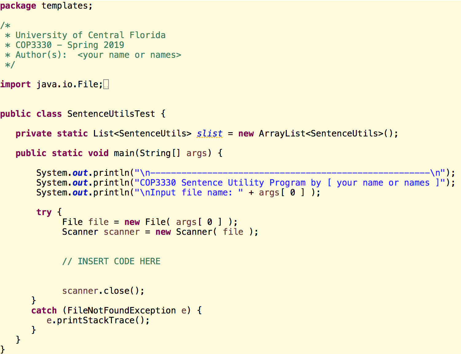 ArrayLists to write a Java program that will input a file of