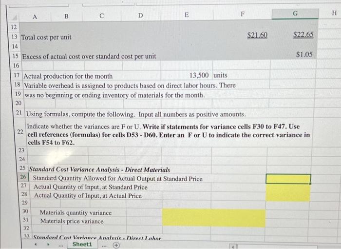 quantity varlances and explain their significance: 2. Compute the direct labor rate