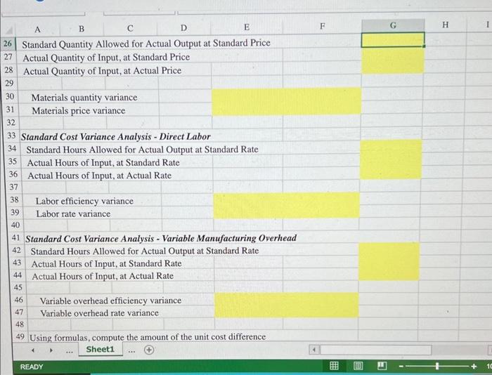 and efficiency variances and explain their significance. 3. Compute the variable manufacturing