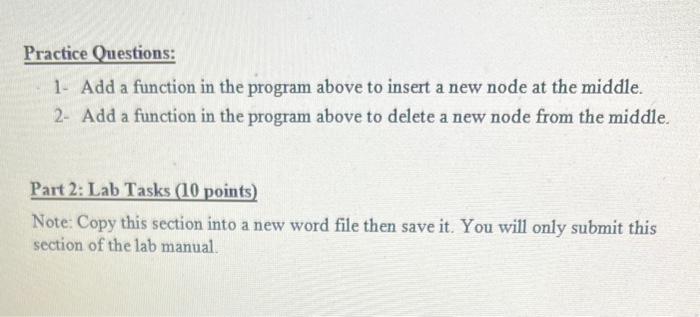 C++ DAS Practice Questions: 1- Add a function in the program