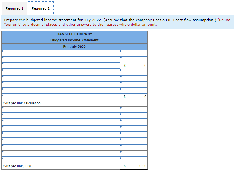 the product for $89 per unit and has the following expected sales