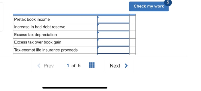 Corporation reported pretax book income of $10,910,000. During the current year, the