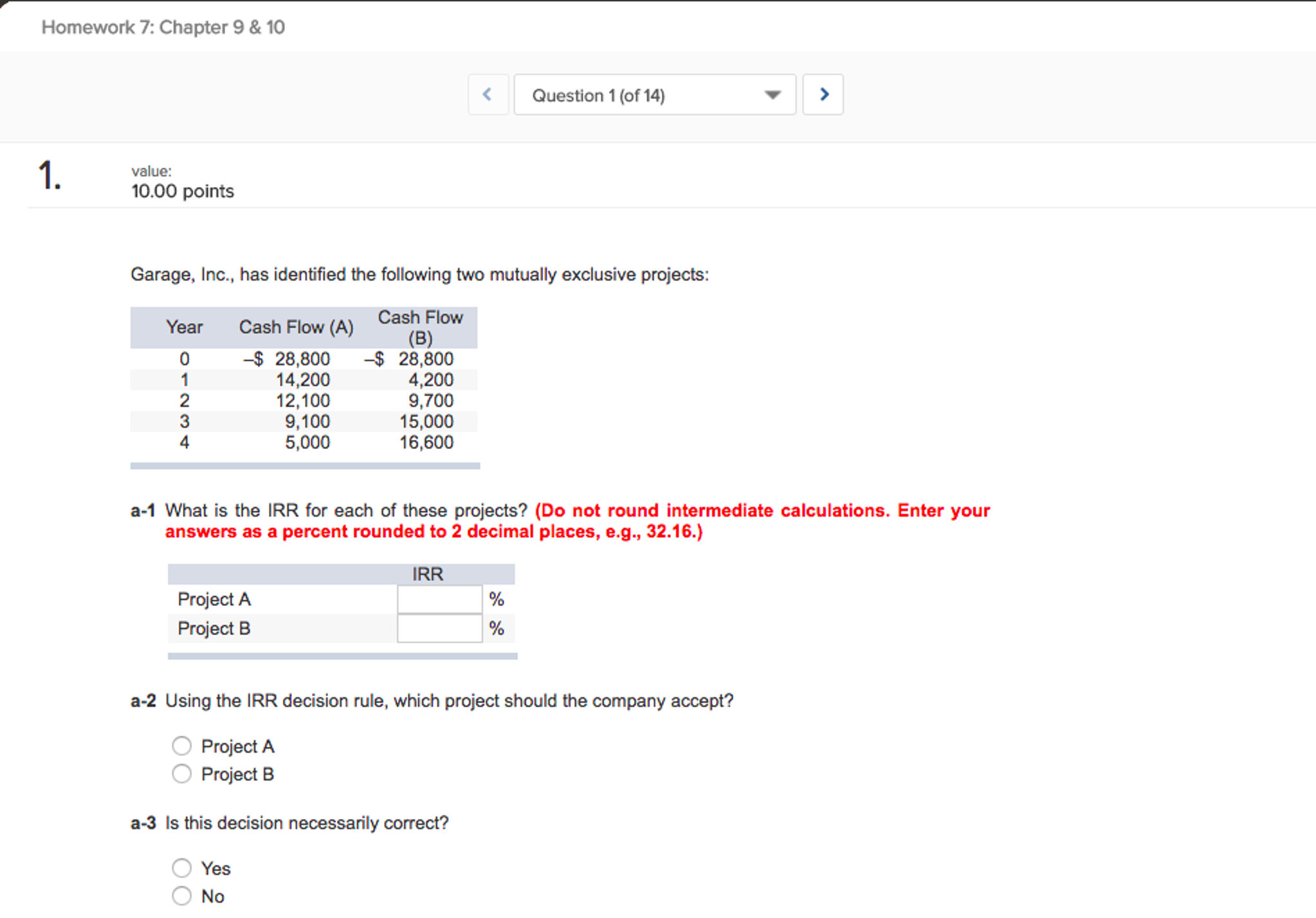 Financial Management Chapters 9 and 10 Homework 7: Chapter 9 & 10