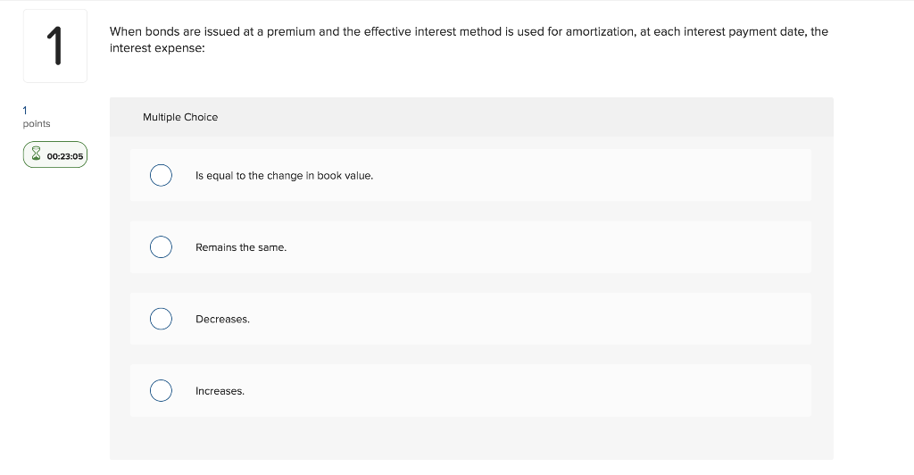 When bonds are issued at a premium and the effective interest
