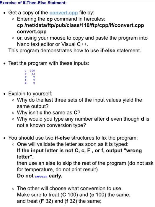  i'm using a text editor Exercise of If-Then-Else Statment: Get a