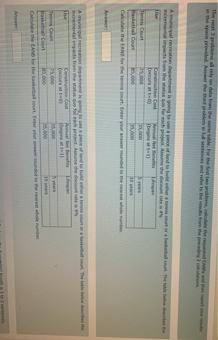  The next 3 problems all rely on data from the same