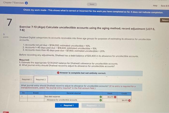 Chapter / Exercises Sore Help Save C 9 Exercise 7-19 (Algo) Noninterest-bearing