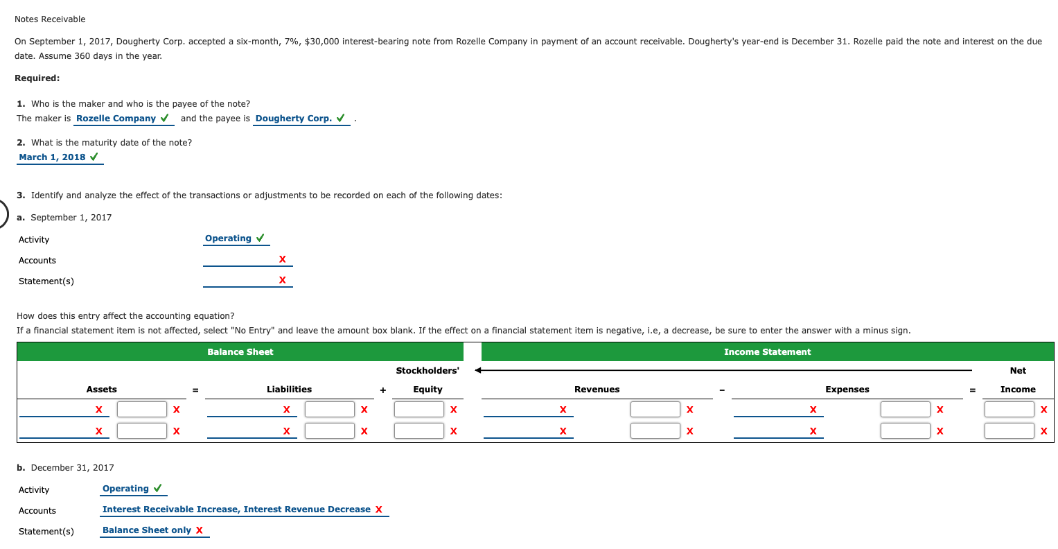  Notes Receivable On September 1, 2017, Dougherty Corp. accepted a six-month,