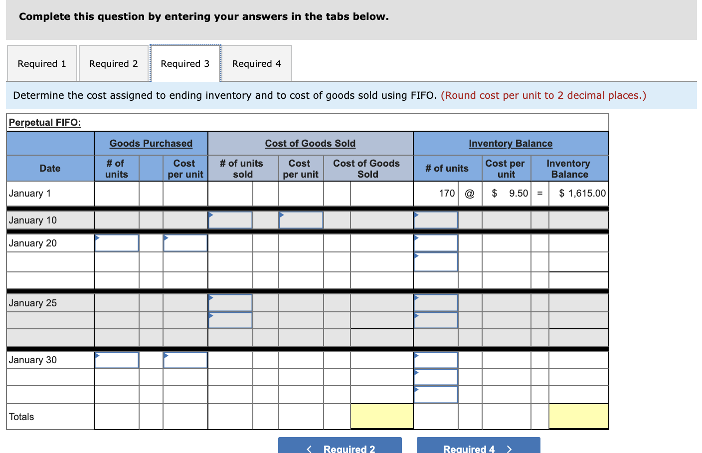 only product. Units Acquired at Cost 170 units@ $9.50 = $1,615 Units
