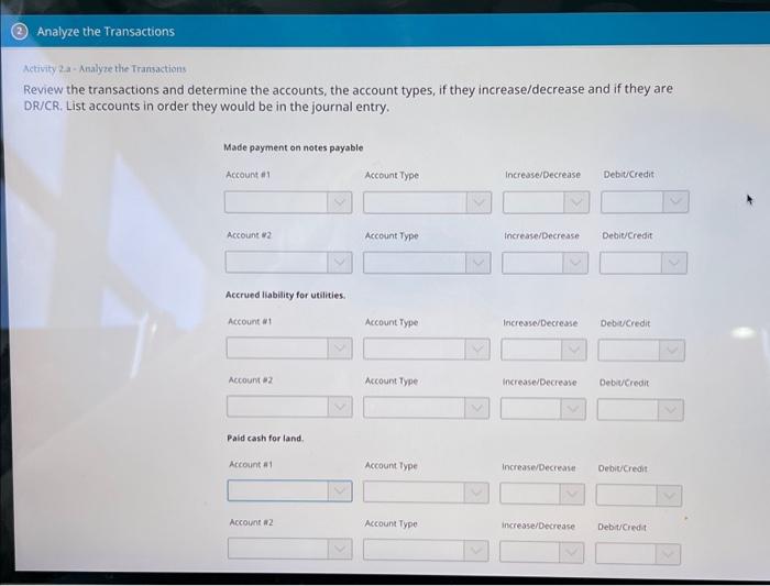  Analyze the Transactions Activity 2.a - Analyze the Transactions Review the