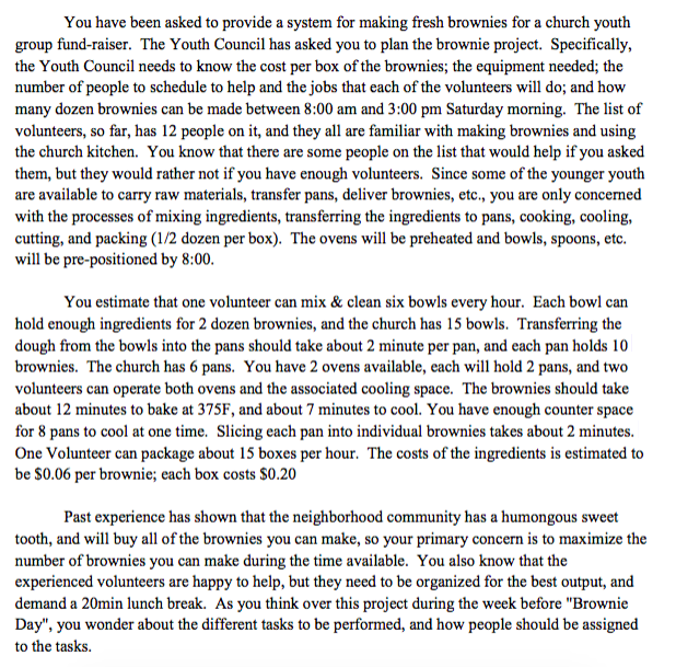 You have been asked to provide a system for making fresh