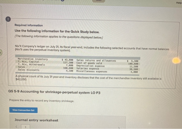  Help Required information Use the following information for the Quick Study