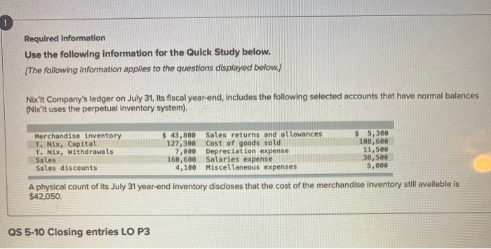 ledger on July 31, its fiscal year-end, includes the following selected accounts