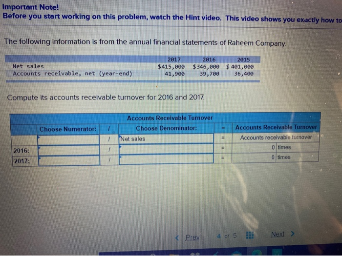  Important Note! Before you start working on this problem, watch the